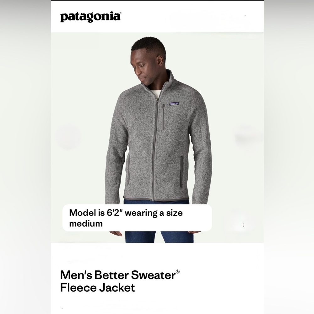 Patagonia Men’s Better Sweater Fleece Jacket – Medium – Gray (Stonewash) - Picture 3 of 16